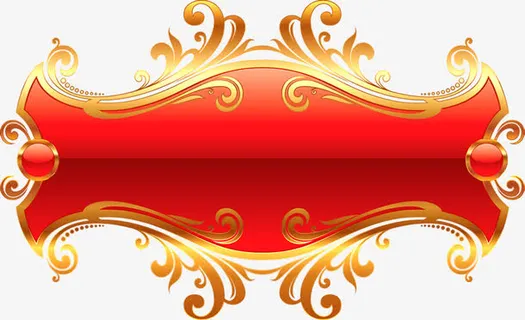 黄色花纹红色标签免抠