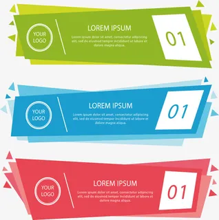 彩色几何宣传横幅免抠