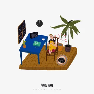 创意手绘独处时间免抠