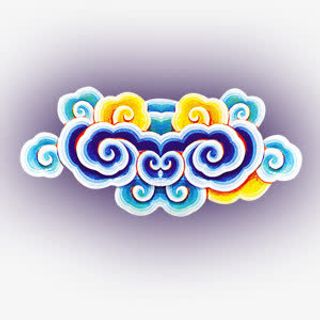 彩色浮雕祥云纹样图标免抠