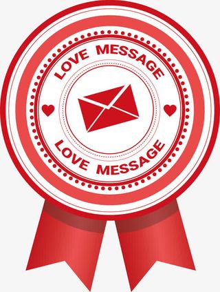 红色喜庆爱情徽章标签设计素材免抠