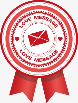 红色喜庆爱情徽章标签设计素材免抠