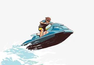 游艇澎湃地冲浪免抠