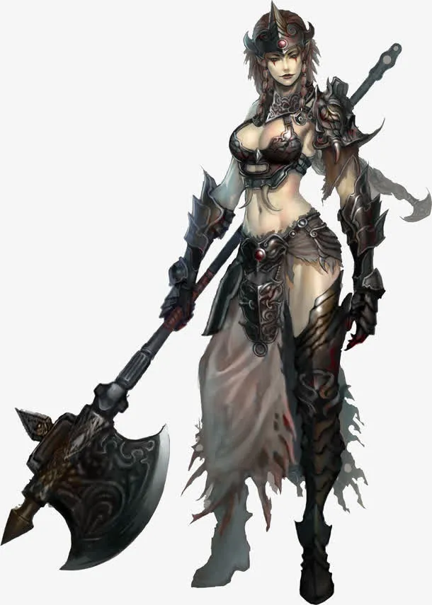 性感棕色皮衣女战士免抠
