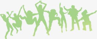 跳舞的人绿色剪影七夕情人节免抠