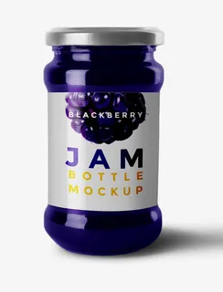 蓝莓草莓果酱psd罐子图层免抠