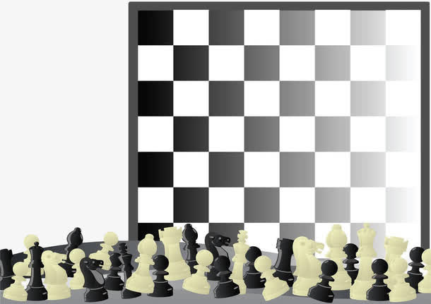 手绘黑白象棋格免抠
