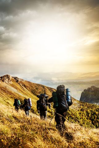 户外野营徒步旅行海报背景素材高清