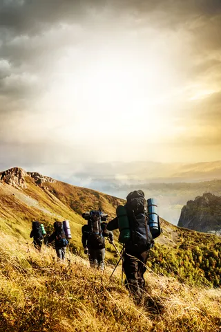 户外野营徒步旅行海报背景素材高清