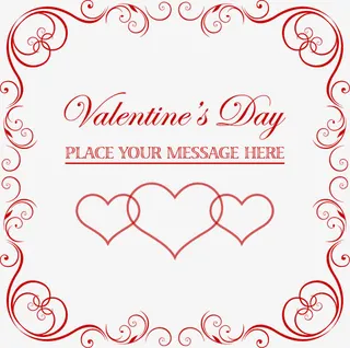 爱情主题花纹边框免抠