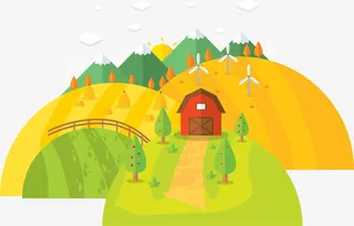 矢量金色农场免抠