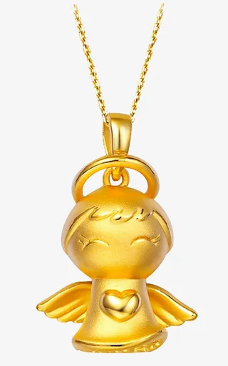 黄色金属项链装饰免抠