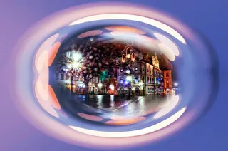 滤镜圆中的街道免抠