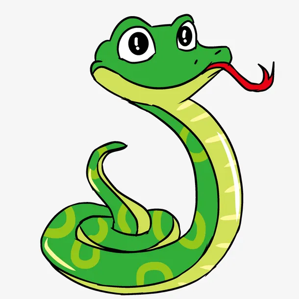手绘卡通小蛇插画免抠