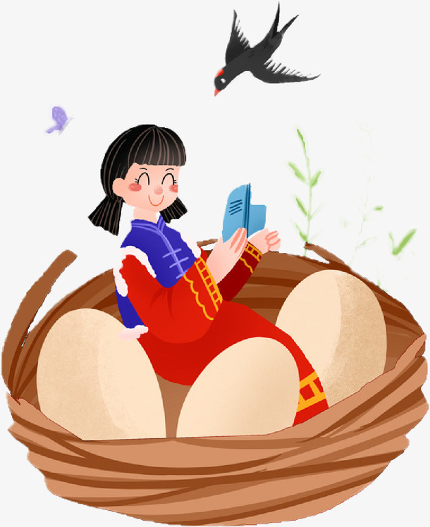 鸡蛋与男孩春分免抠