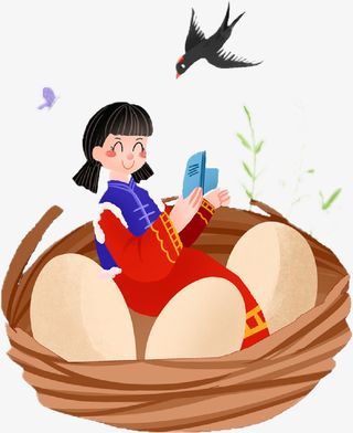 鸡蛋与男孩春分免抠