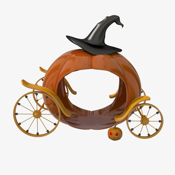 万圣节写实南瓜车免抠