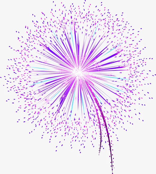 春节美丽紫色烟花免抠