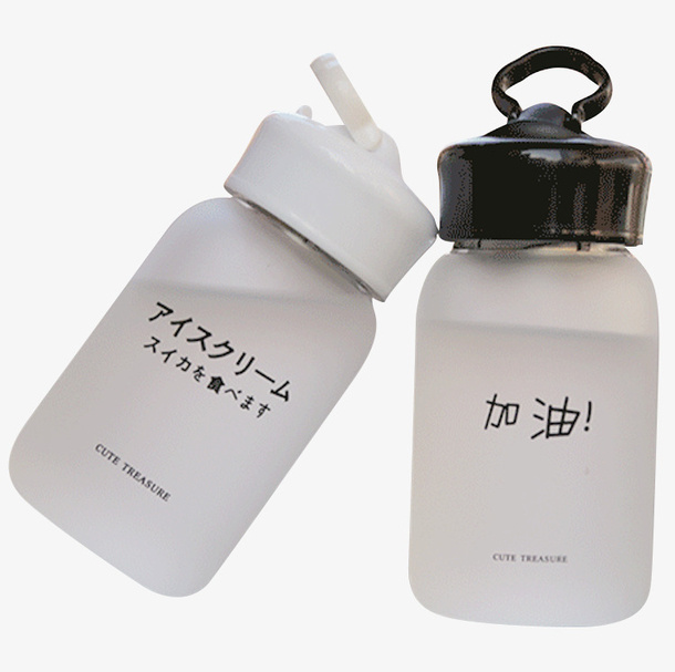 带过滤磨砂透明玻璃水杯免抠