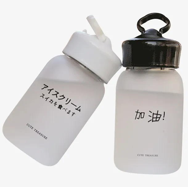 带过滤磨砂透明玻璃水杯免抠