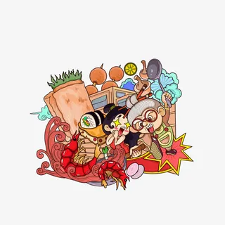 卡通海鲜盛宴素材免抠