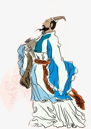 屈原诗人手绘水墨免抠