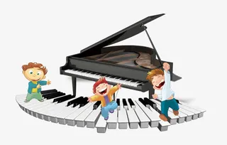 简约卡通城市钢琴免抠