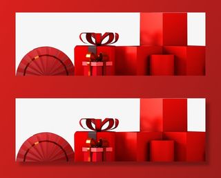 红色节日礼盒生日礼物免抠