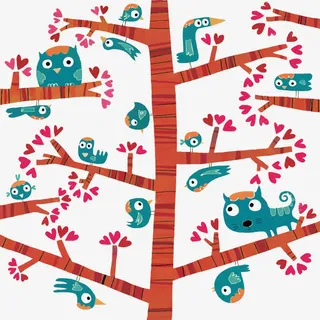 矢量树枝上的小动物们免抠