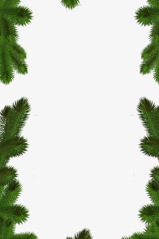 圣诞节简约绿色装饰边框免抠