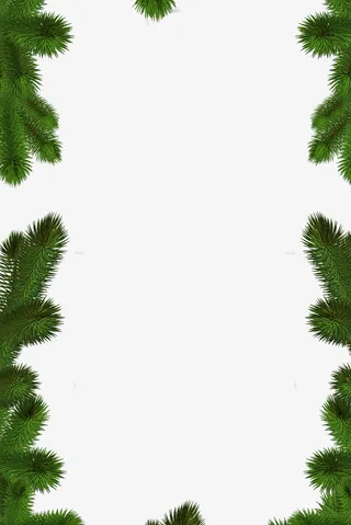 圣诞节简约绿色装饰边框免抠