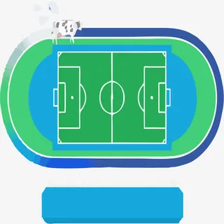 蓝色绿色校园操场免抠