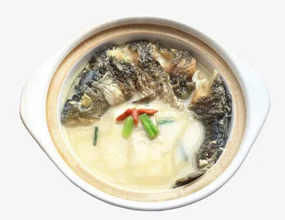 白鲫鱼鲫鱼汤白色砂锅枸杞红色葱免抠