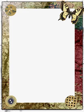 斑驳花纹画框免抠