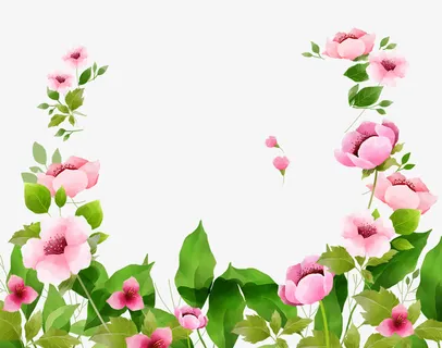 手绘春天鲜花绿叶免抠