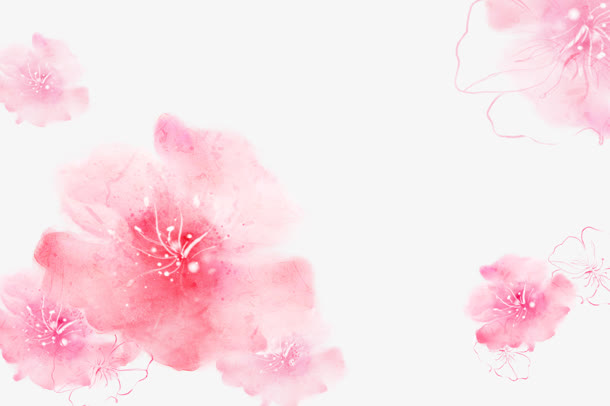 粉红彩绘樱花花朵漂浮免抠