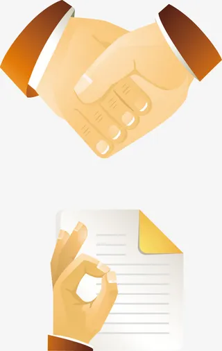 矢量创意设计商务合作合同图免抠