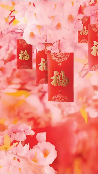 新年桃花红包H5背景高清