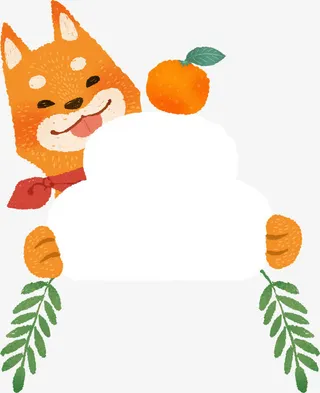 卡通春节堆雪人的小狗免抠