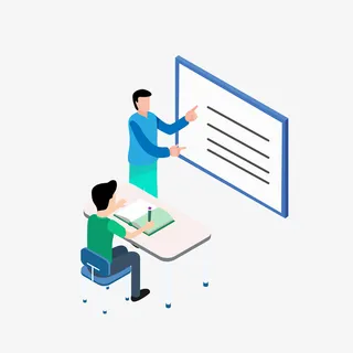 2.5D立体风格男士教学教育元素匆免抠