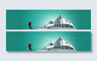 蓝色登山户外运动背景banner高清