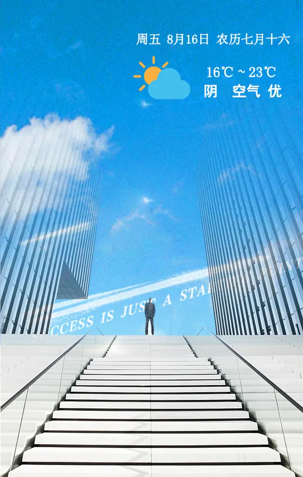 蓝色天气海报免抠