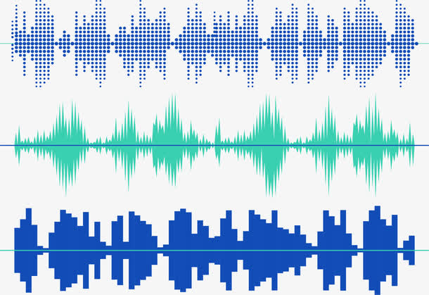 蓝色波点声音识别图形免抠
