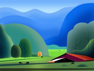 插画--山林小屋免抠