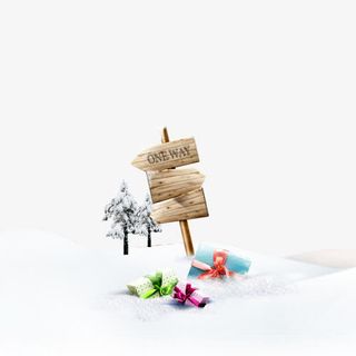 雪天的路标礼物免抠