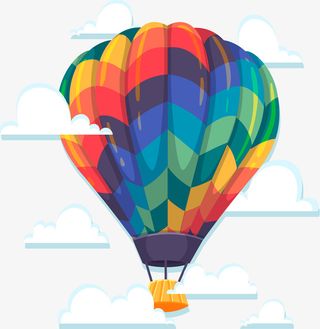 彩色热气球卡通插画免抠