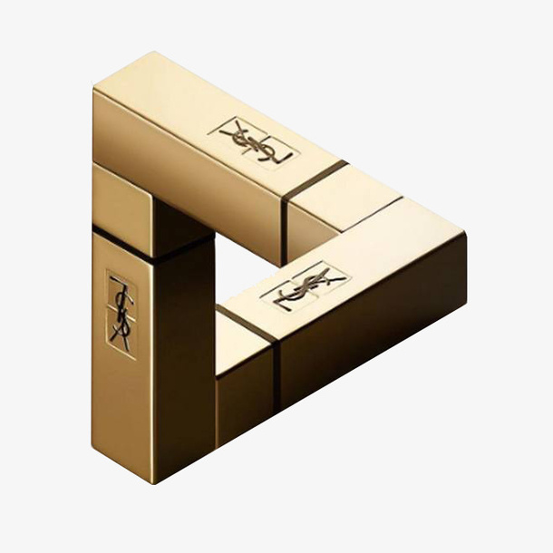YSL金色口红创意组成空间三角形免抠