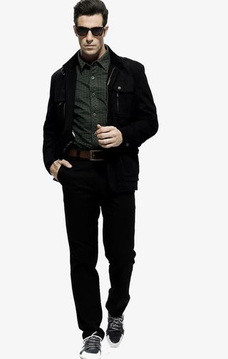 高清免扣人物造型黑色夹克免抠