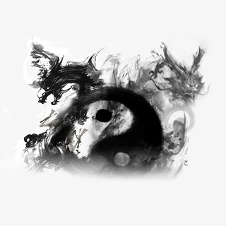 黑白水墨太极免抠