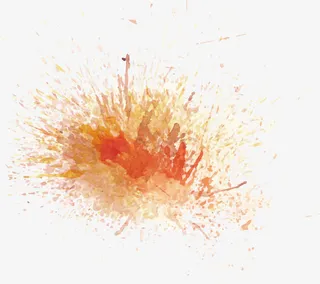 橘色水彩泼墨效果免抠